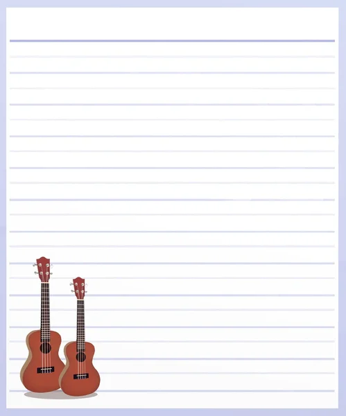 Two Guitar on Purple Color Lined Paper