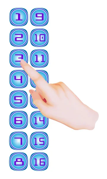 En hand som att trycka på en hiss-knappen — Stockfoto