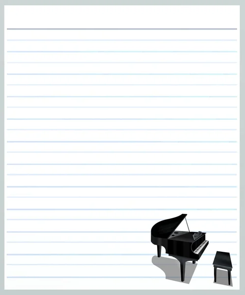 Um piano sobre papel forrado de cor cinza — Fotografia de Stock