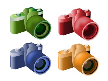 modern dijital kameralar dört renkli çizimi