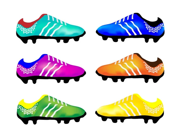 L'illustration multicolore des bottes de football sport — Image vectorielle