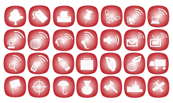 The Icons Set on A Red Background — Stock Vector