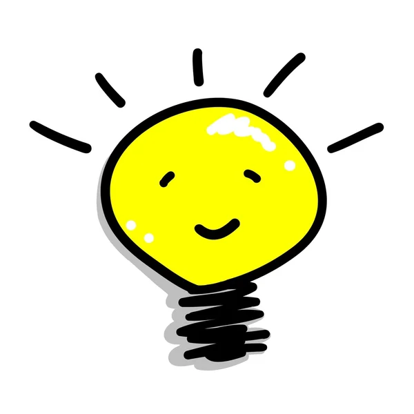 Cartoon of A Smiling Light Bulb Icon — Stock Vector