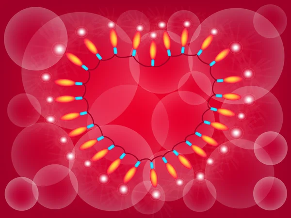 Heart Lights Frame on Red Background — Φωτογραφία Αρχείου