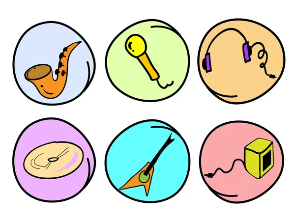 Set of Musical Instruments in Round Background — 스톡 사진