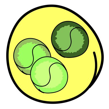 Sarı yuvarlak zemin üzerinde üç tenis topu