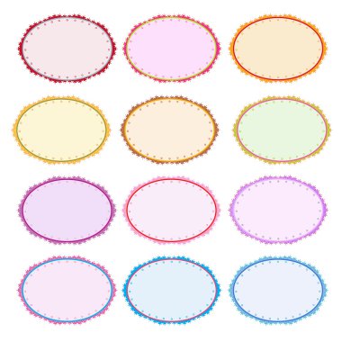 oval vintage etiket kümesi renkli resimde