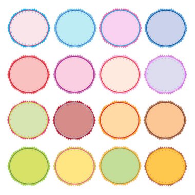 renkli resimde daire vintage etiket kümesi