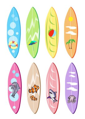 An Illustration Set of Surfboards with Different Designs clipart