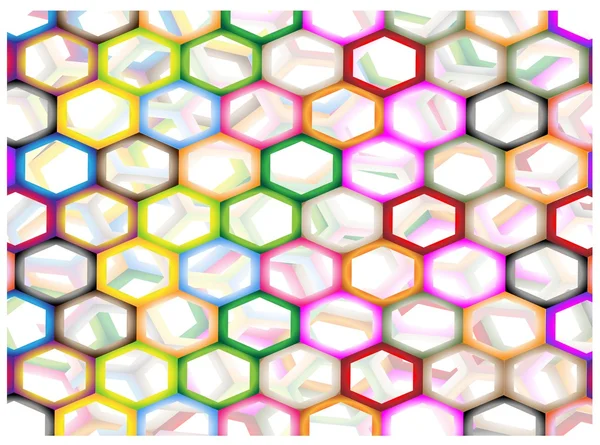 Multi Colors of Hexagon on Abstract Background — Stock Vector