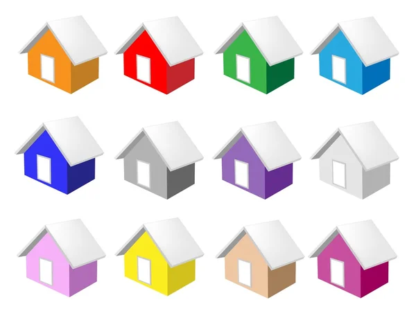 Colorful Illustration Set of Ten Houses Icon — Stock Vector