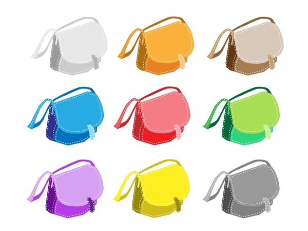 Ensemble d'illustration coloré de sac à main à la mode pour femmes — Image vectorielle