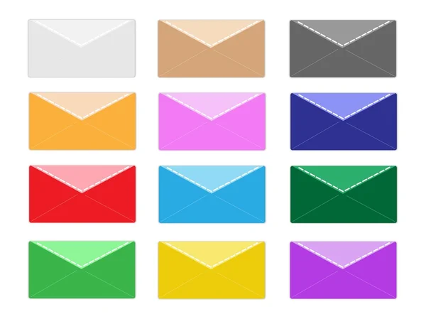 Colorful Illustration Set of Close Envelope Icons — Stock Vector