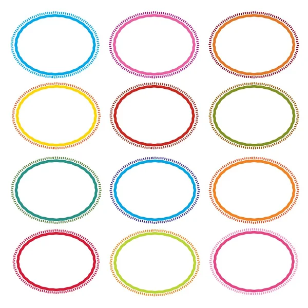 Colorful Illustration Set of Oval Frames On White Background — Stock Vector