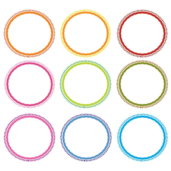 Colorful Illustration Set of Circle Frames On White Background — Stock Vector