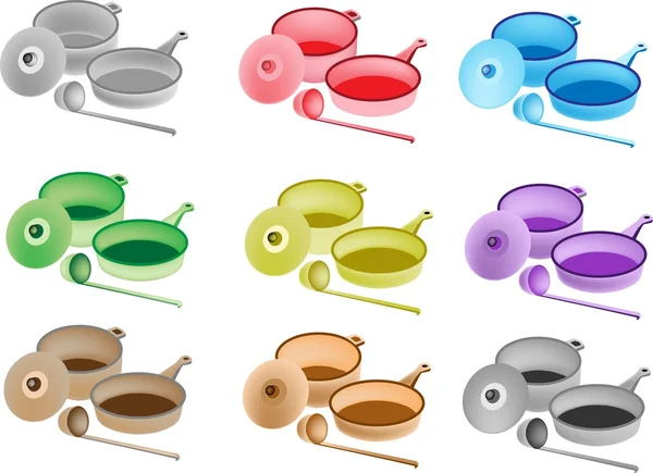 Illustrazione colorata Set di icone da cucina Utensil — Vettoriale Stock