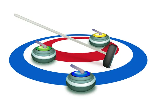 Kolekce curling kamenů na ledové kry — Stockový vektor