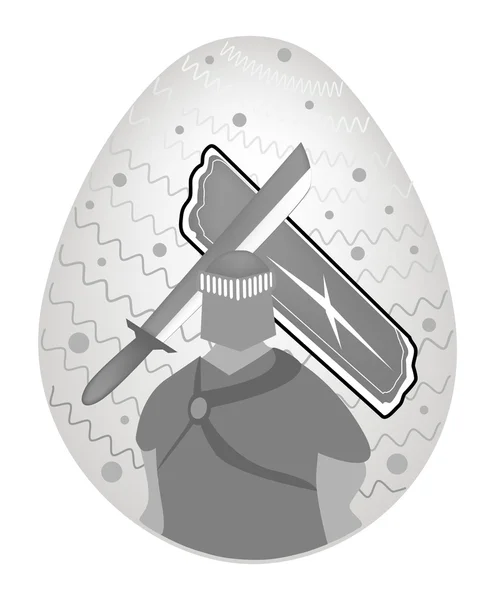 Illustration of Knight And Armor Painted on Easter Egg — Stock Vector