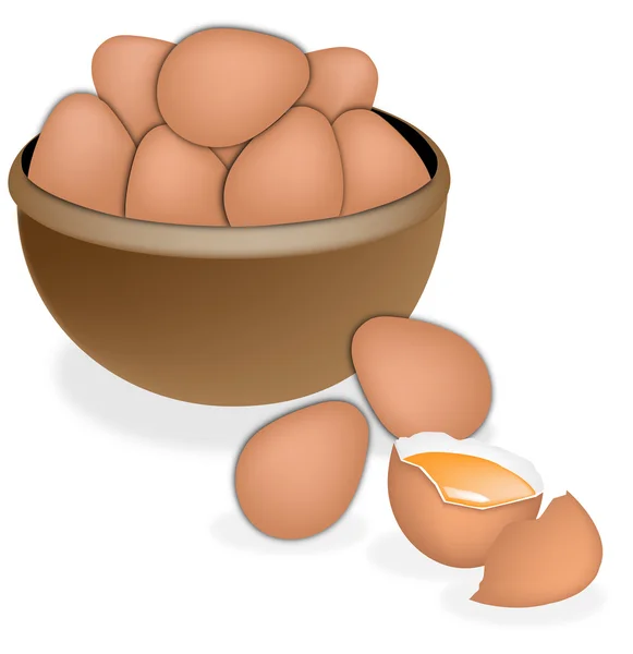 An Illustration Fresh Eggs in Brown Bowl — Stock Vector