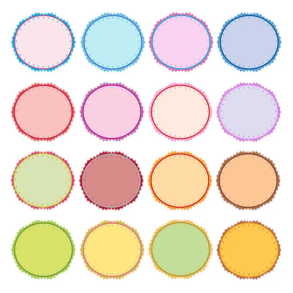 renkli resimde daire vintage etiket kümesi