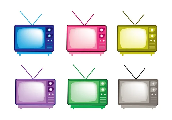 Conjunto de ilustrações coloridas de ícones de televisão retro —  Vetores de Stock