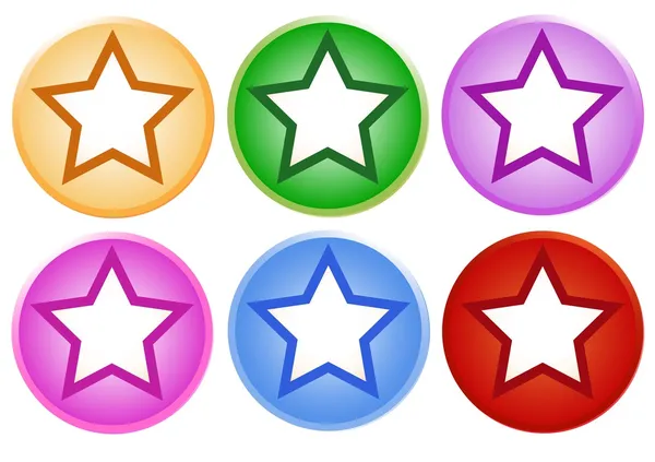 Set of Shiny Circle Labels with Star — Stock Vector