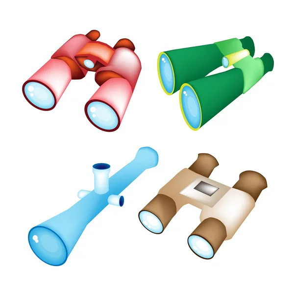 An Illustration Set of Four Style Binoculars — Stock Vector