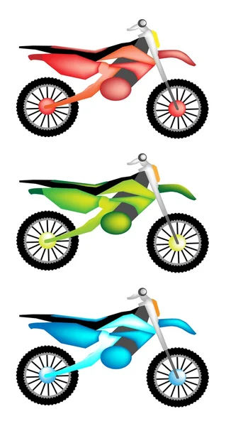Three Colors Illustration Set of Motorcycle Icon — Stock Vector