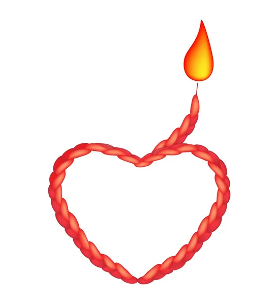 Ένα κόκκινο θηλιά σε σχήμα καρδιάς και φωτιά — Διανυσματικό Αρχείο