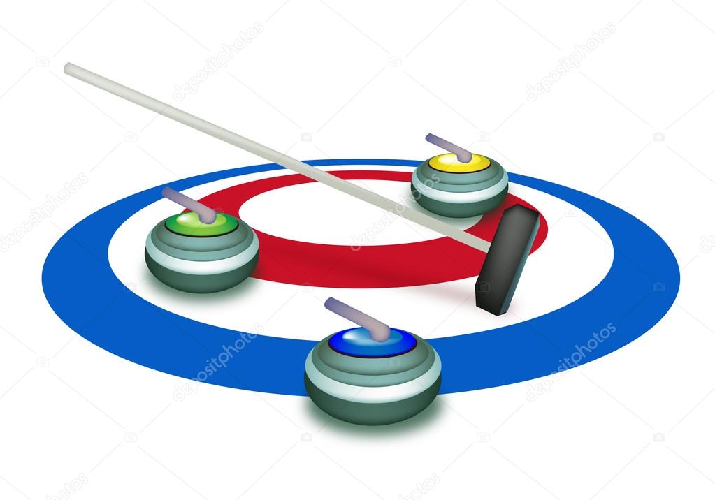 A Collection of Curling Stones on Ice Sheet