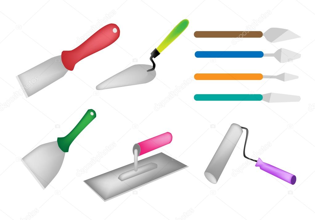Colorful Illustration Set of Builders Tools Icon