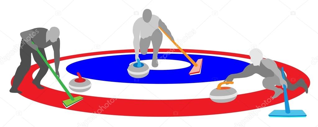 Athletes Playing Curling Sport on Ice Curling Sheet