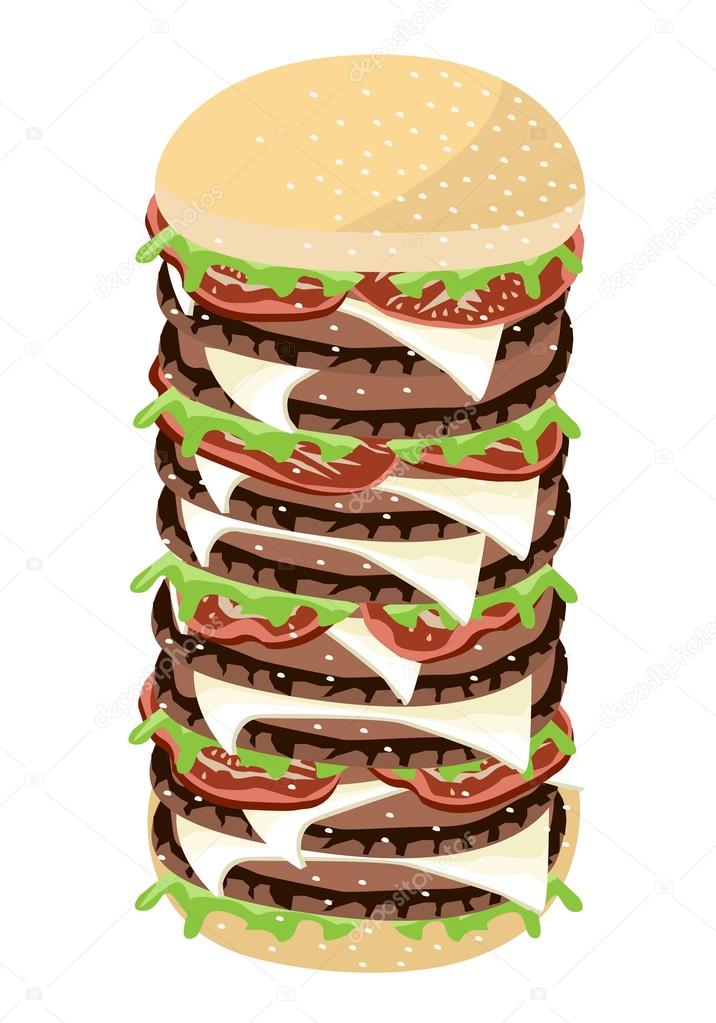 Big Cheese Burger on A White Background