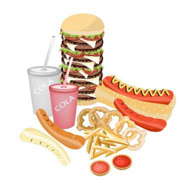 fast food ve soda içecekleri yenileme seti