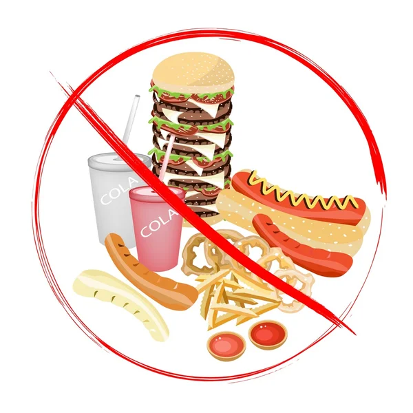 On Eat Carbonated Drinks and Fast Food — Stock Vector