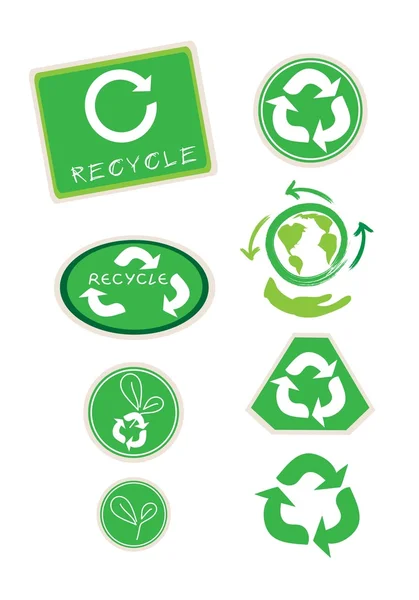 Set of Recycle Symbol for Save The World — Stock Vector