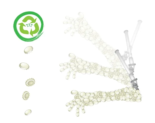 Bouchons de bouteille encadrant à un bras artificiel — Image vectorielle