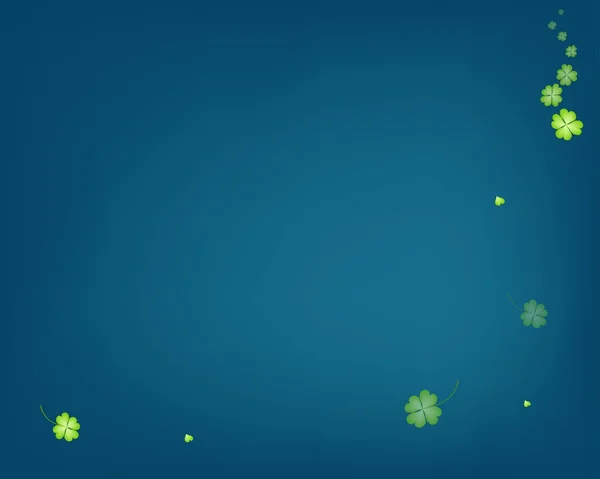 Illustratie van delicate shamrocks op blauwe achtergrond — Stockvector