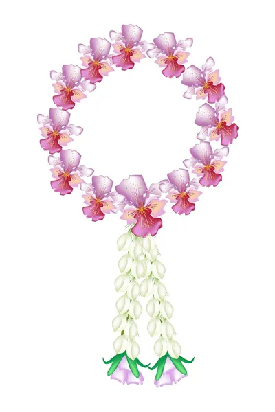 Een frisse roze kleuren van vanda orchid garland — Stockvector