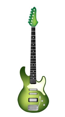 A Beautiful Green Electric Guitar on White Background clipart
