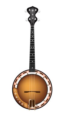 A Beautiful Brown Banjo on White Background clipart
