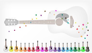 bir dizi renkli akustik gitar arka plan