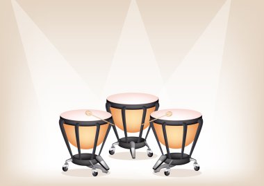 kahverengi sahne arka plan üzerinde güzel klasik timpanis