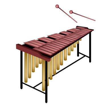 Beyaz arka plan üzerinde izole bir müzikal marimba