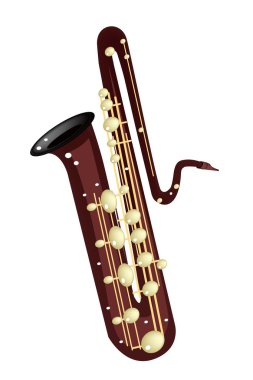 Beyaz arka plan üzerinde izole müzik bas saksafon