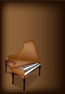 A Retro Harpsichord on Dark Brown Background clipart