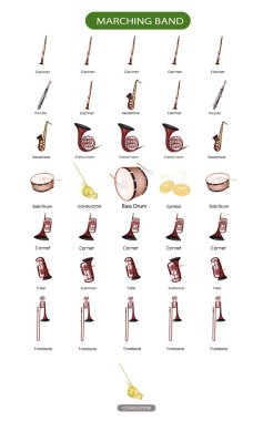 Diagram of Musical Instrument for Marching Band clipart