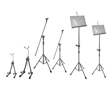 A Set of Music Stand, Microphone Stand and Guitar Stand clipart