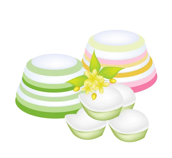 Colorful Thai Layer Jelly on White Background — Stok Vektör