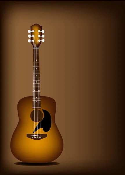 暗い茶色の背景に美しいアコースティック ギター — ストックベクタ
